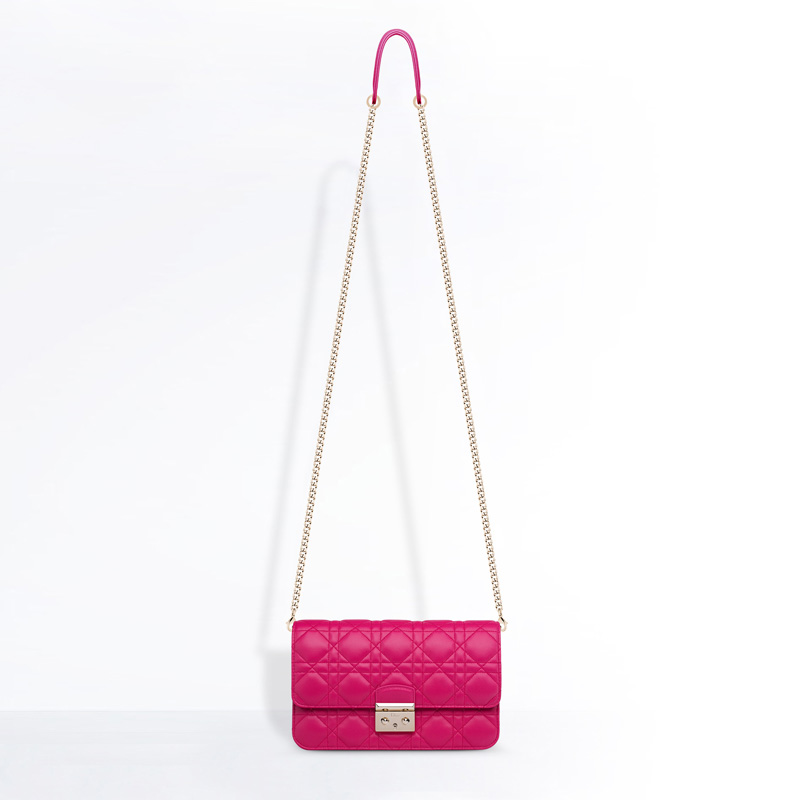 Dior Large Promenade pouch in fuchsia lambskin