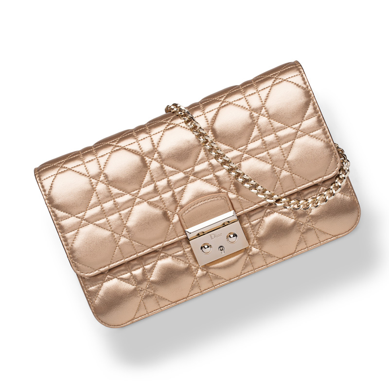 Dior Large Promenade pouch in metallic gold-tone lambskin