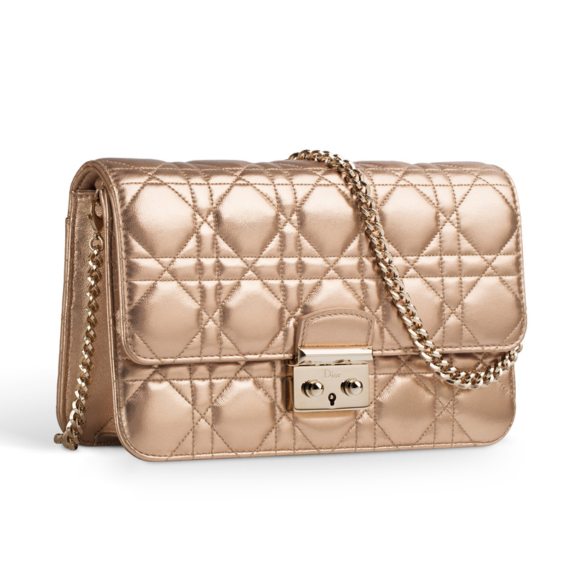 Dior Large Promenade pouch in metallic gold-tone lambskin