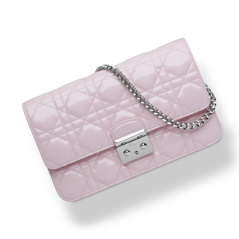 Dior Large Promenade pouch in patent iridescent Spring Rose calfskin