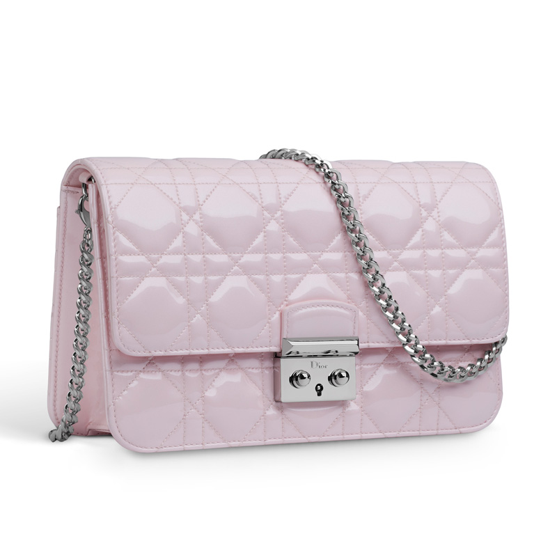 Dior Large Promenade pouch in patent iridescent Spring Rose calfskin