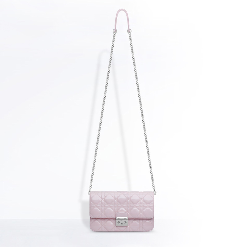 Dior Large Promenade pouch in patent iridescent Spring Rose calfskin