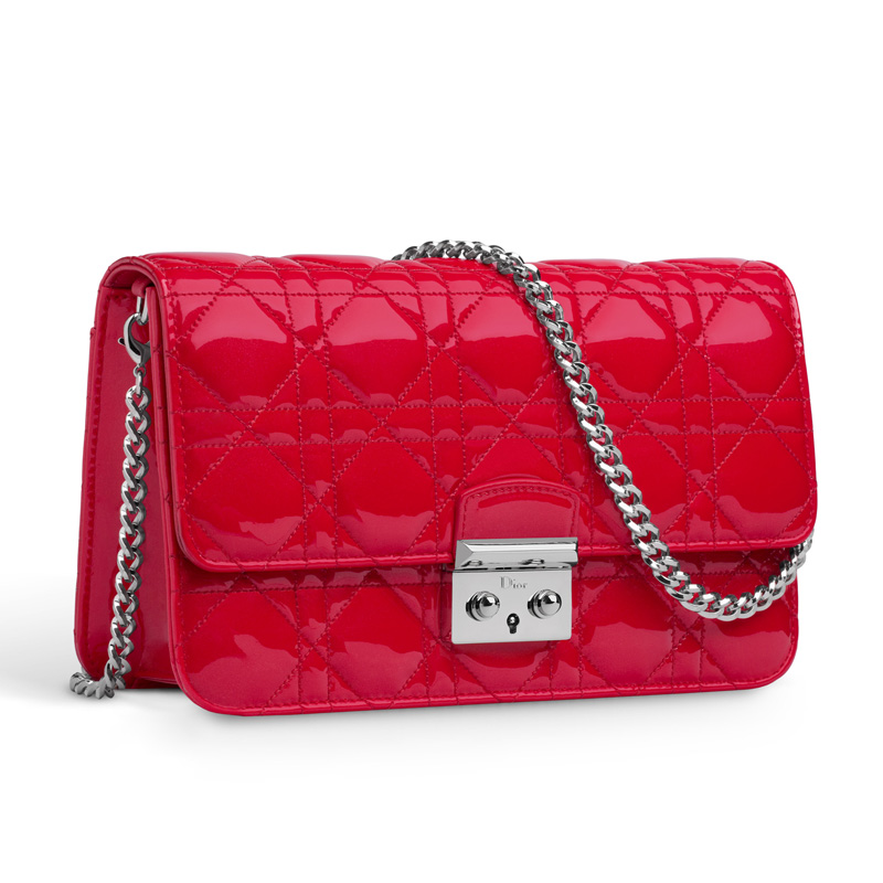 Dior Large Promenade pouch in patent iridescent red calfskin