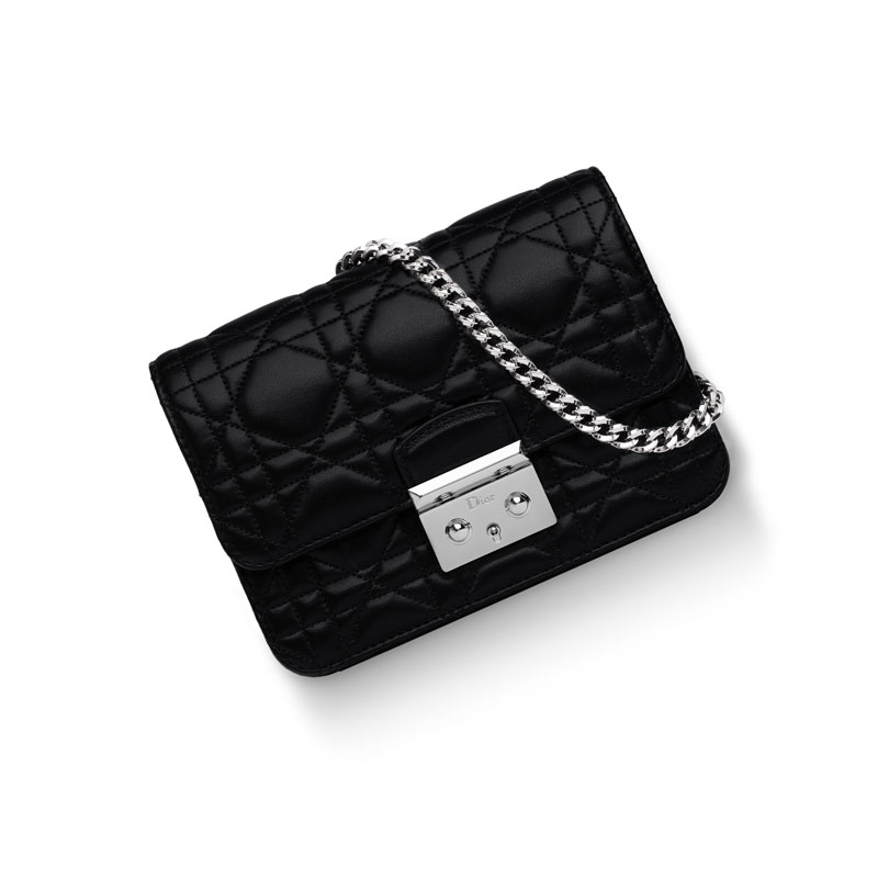 Dior Mini Promenade pouch in black lambskin