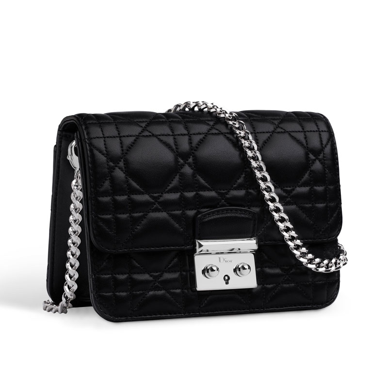 Dior Mini Promenade pouch in black lambskin