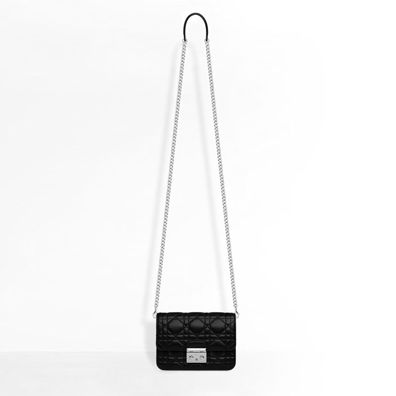 Dior Mini Promenade pouch in black lambskin