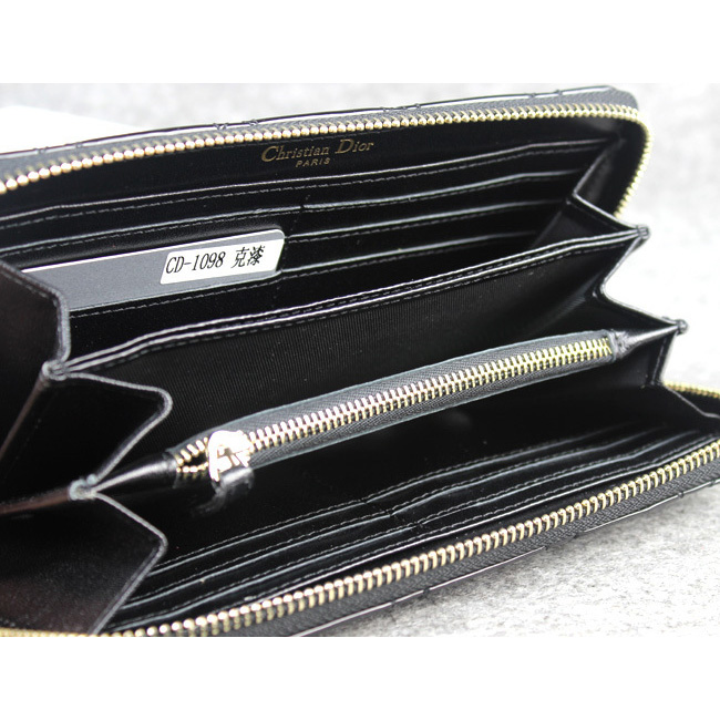 Dior Patent Leather Long Leather Wallet 1098 Black