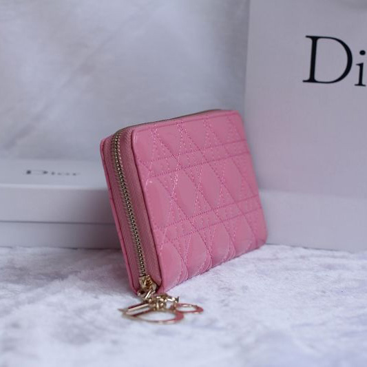 Dior Patent Leather Long Leather Wallet 1098 Pink