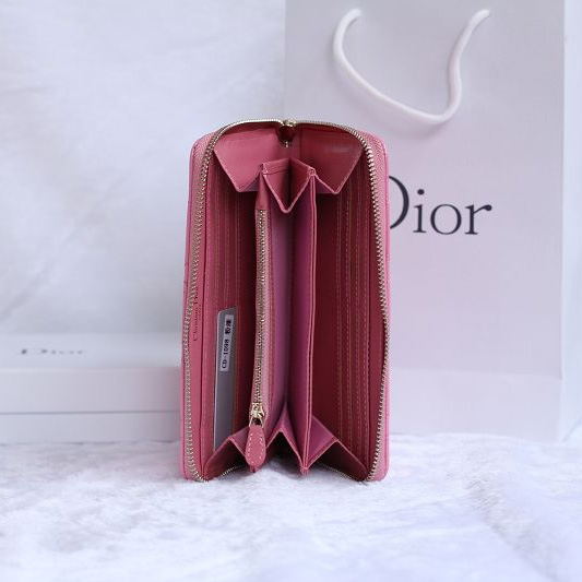 Dior Patent Leather Long Leather Wallet 1098 Pink