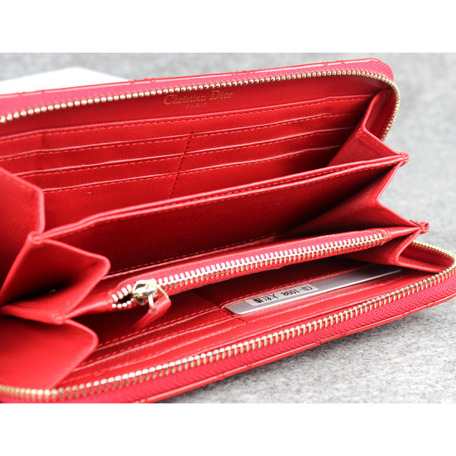 Dior Patent Leather Long Leather Wallet 1098 Red