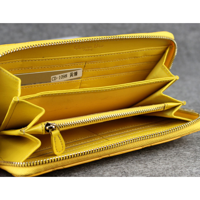 Dior Patent Leather Long Leather Wallet 1098 Yellow