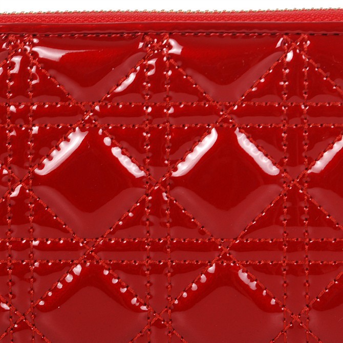 Dior Patent Leather Long Leather Wallet 31101 Red