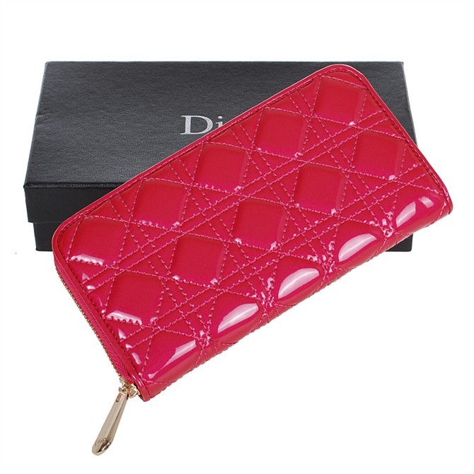 Dior Patent Leather Long Leather Wallet 31101 Rose