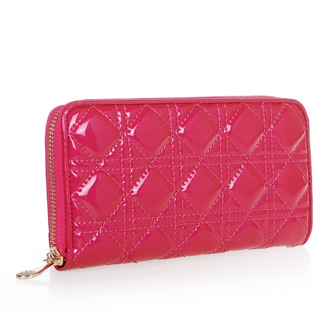 Dior Patent Leather Long Leather Wallet 31101 Rose