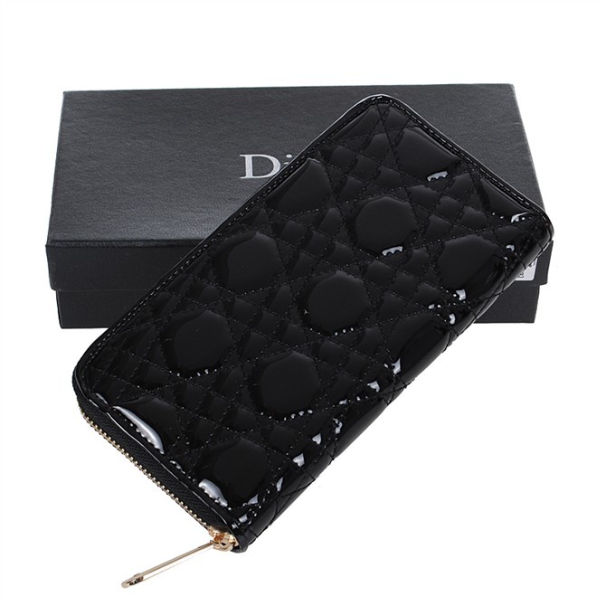 Dior Patent Leather Long Leather Wallet 31102 Black