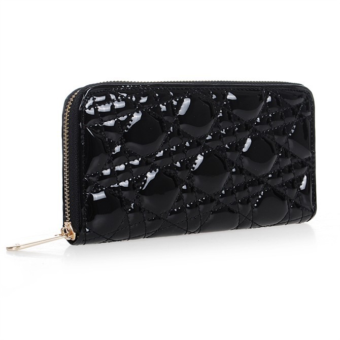 Dior Patent Leather Long Leather Wallet 31102 Black