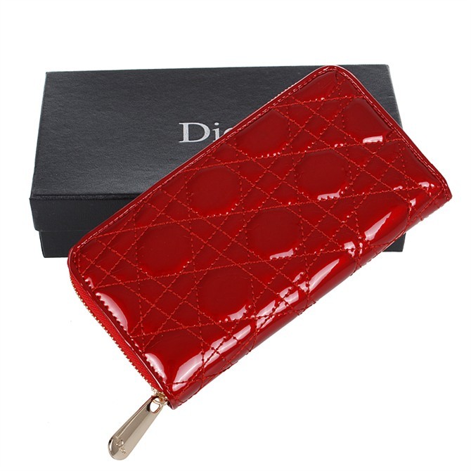 Dior Patent Leather Long Leather Wallet 31102 Red