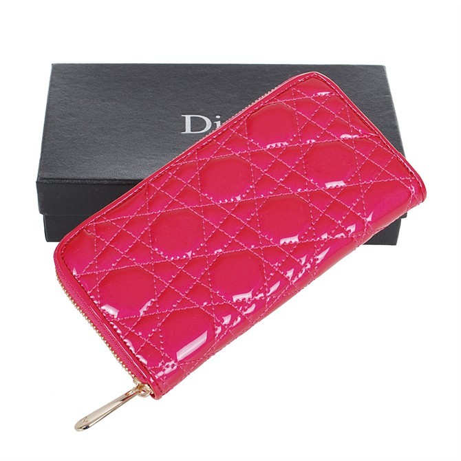 Dior Patent Leather Long Leather Wallet 31102 Rose