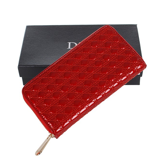 Dior Patent Leather Long Leather Wallet 31103 Red