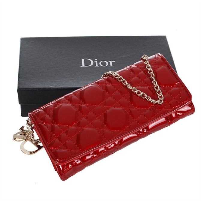 Dior Patent Leather Long Leather Wallet 31104 Red