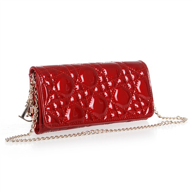 Dior Patent Leather Long Leather Wallet 31104 Red