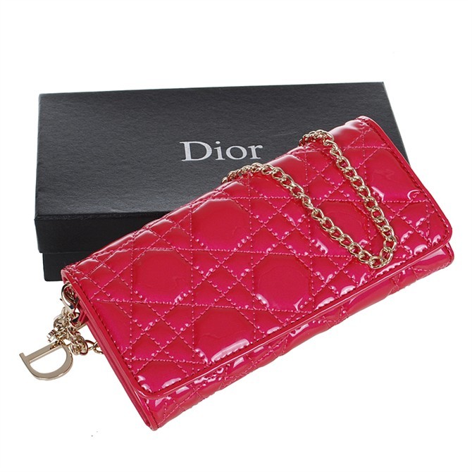 Dior Patent Leather Long Leather Wallet 31104 Rose