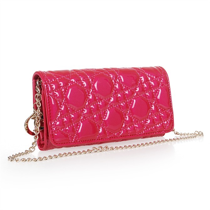 Dior Patent Leather Long Leather Wallet 31104 Rose