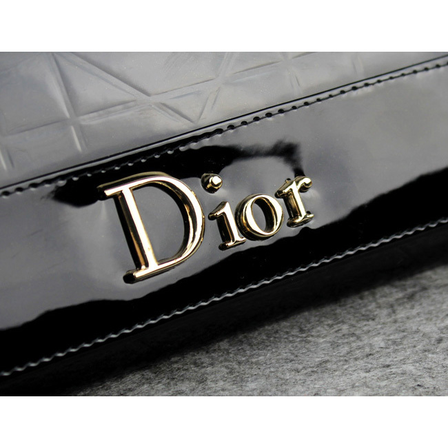 Dior Patent Leather Long Leather Wallet 5192 Black