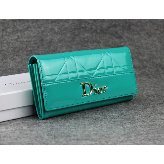 Dior Patent Leather Long Leather Wallet 5192 Green