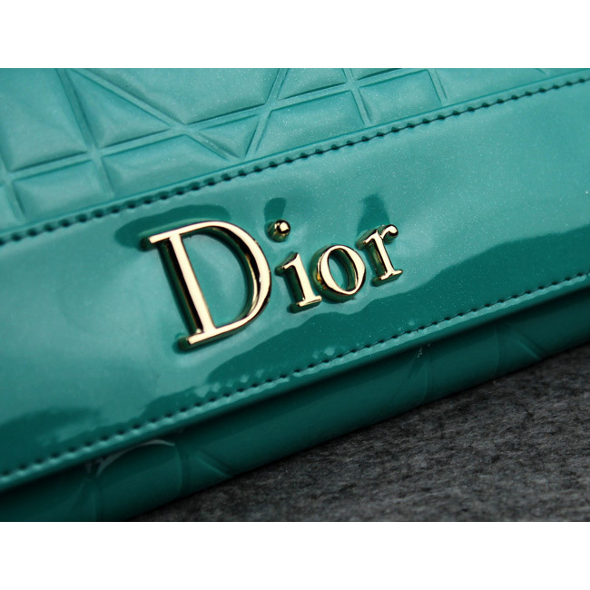 Dior Patent Leather Long Leather Wallet 5192 Green