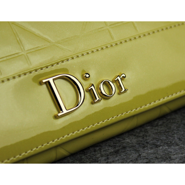 Dior Patent Leather Long Leather Wallet 5192 Lemon