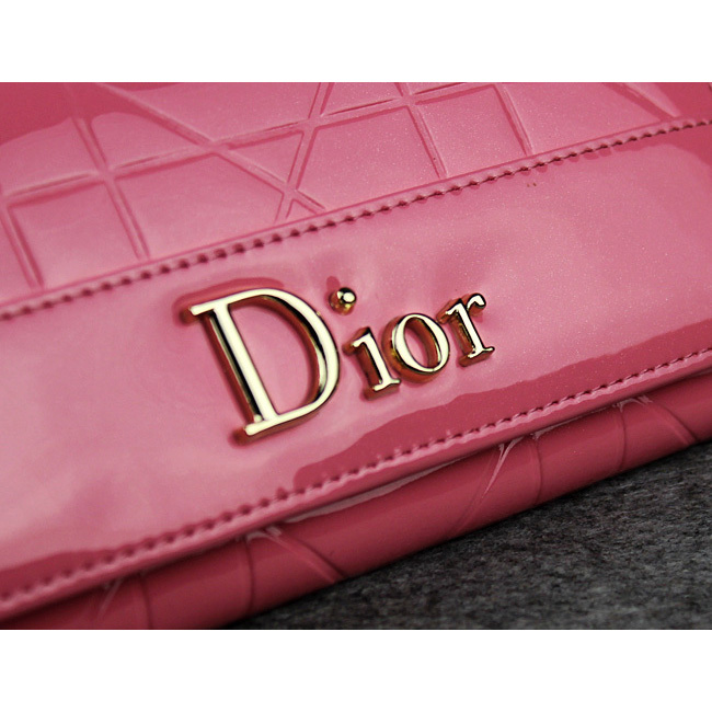 Dior Patent Leather Long Leather Wallet 5192 Pink