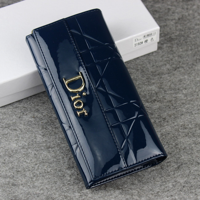 Dior Patent Leather Long Leather Wallet 5192 Royalblue