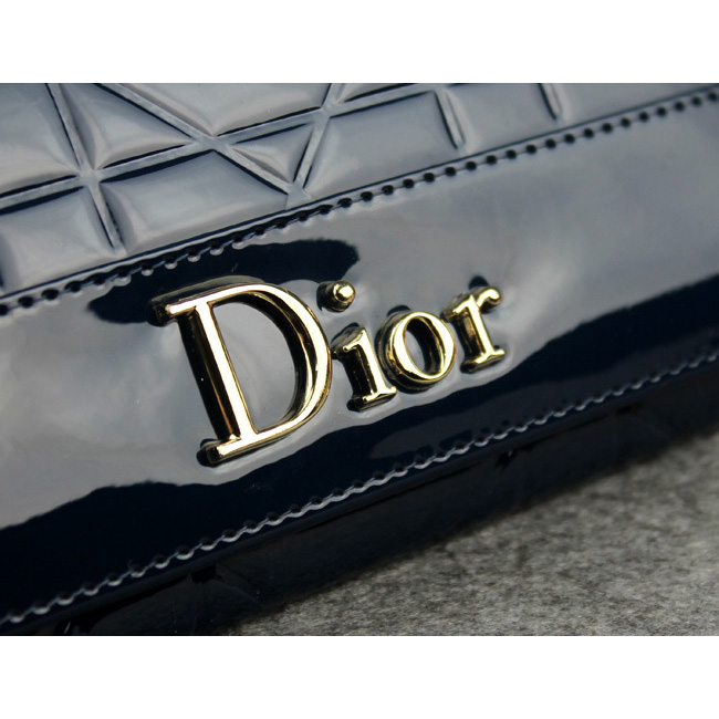 Dior Patent Leather Long Leather Wallet 5192 Royalblue