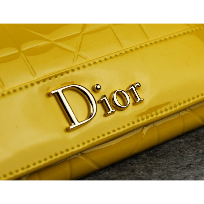 Dior Patent Leather Long Leather Wallet 5192 Yellow