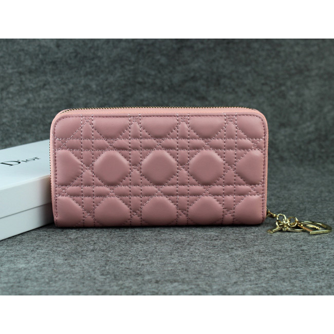 Dior Sheepskin Leather Long Leather Wallet 1098 Pink