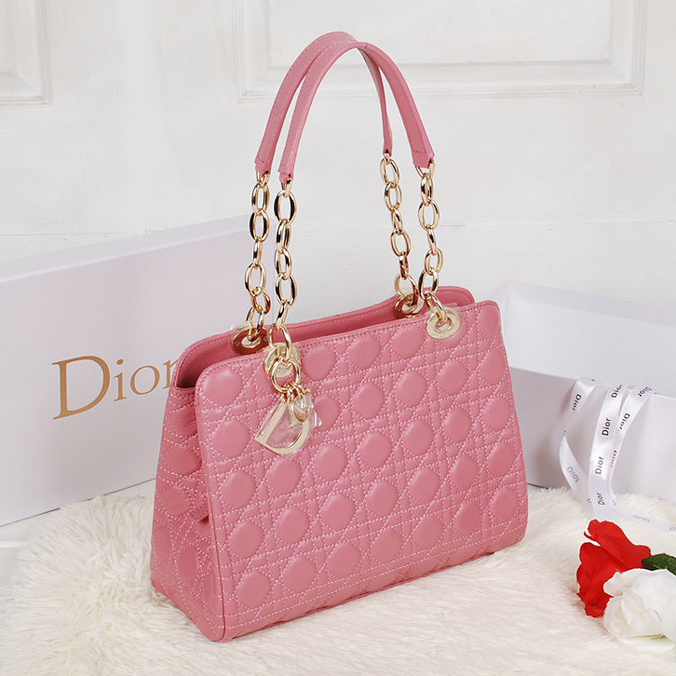 Dior Soft Zipped Tote Bag Lambskin D52232 Cherry pink