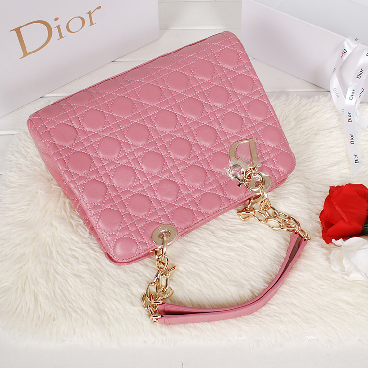 Dior Soft Zipped Tote Bag Lambskin D52232 Cherry pink