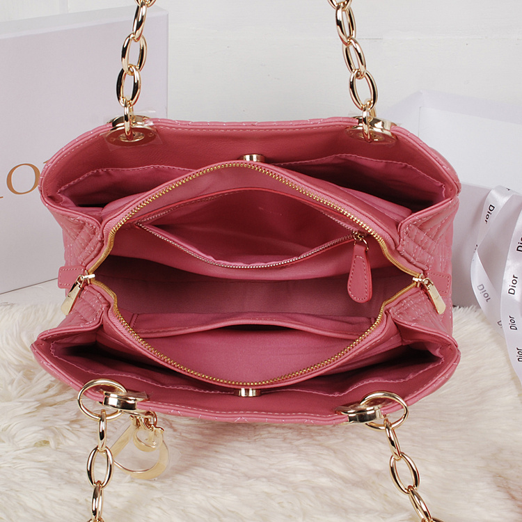 Dior Soft Zipped Tote Bag Lambskin D52232 Cherry pink