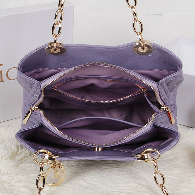 Dior Soft Zipped Tote Bag Lambskin D52232 LightPurple