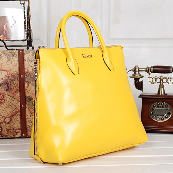 Dior Tote Bag Original Leather D0908 Yellow