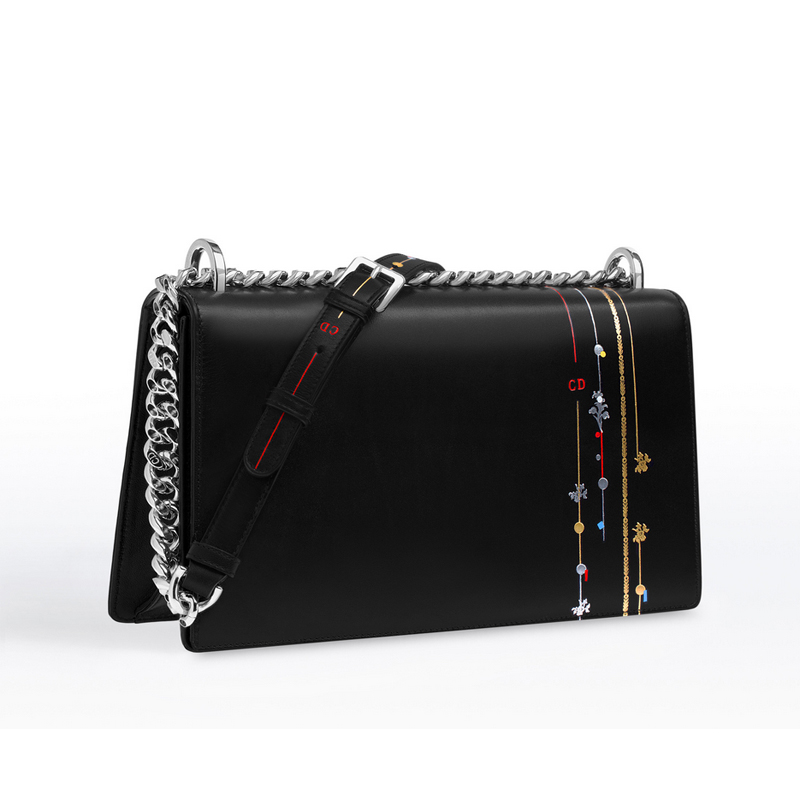 Diorama flap bag in black box calfskin