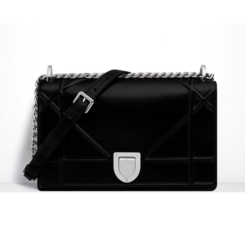 Diorama flap bag in black lambskin