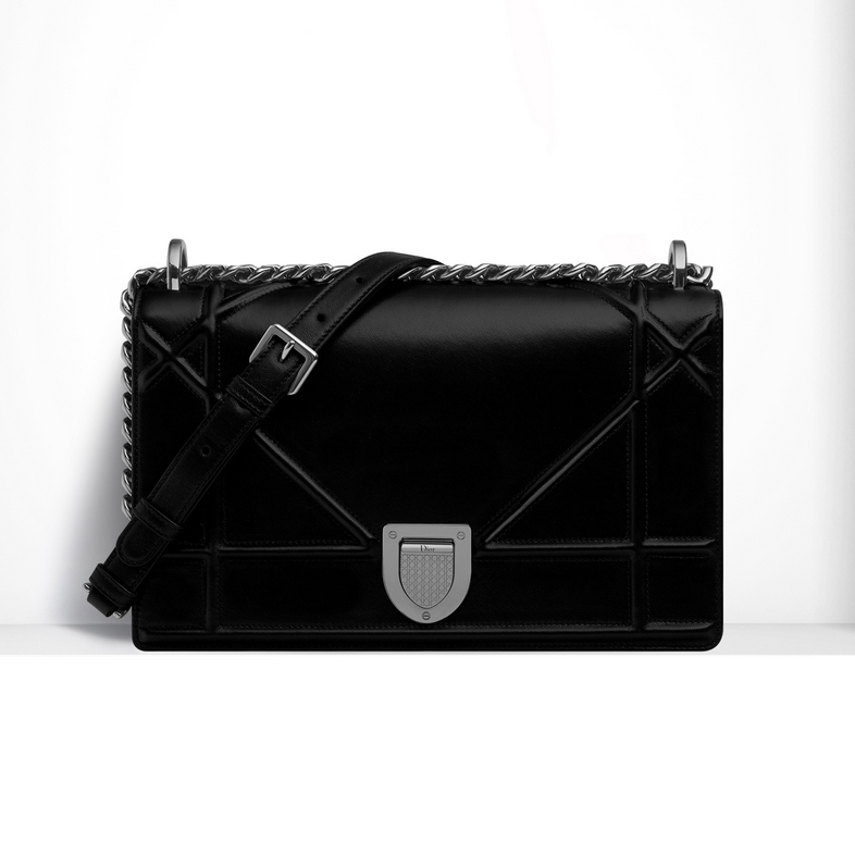 Diorama flap bag in black lambskin