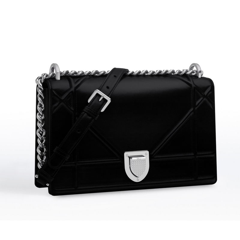 Diorama flap bag in black lambskin