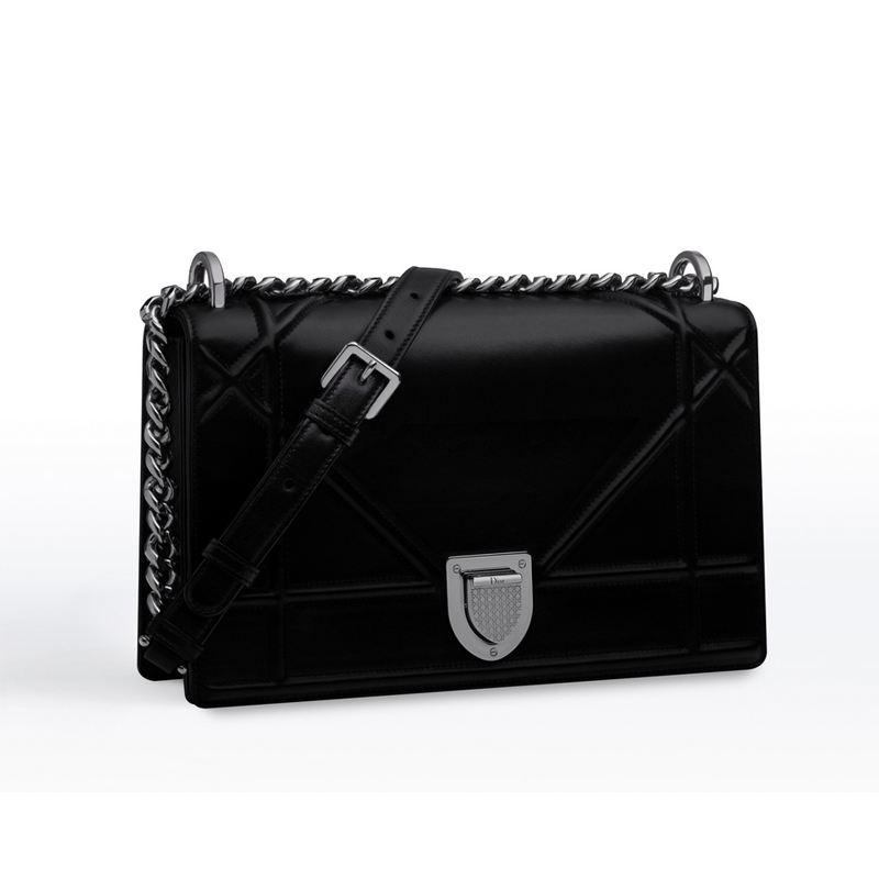 Diorama flap bag in black lambskin