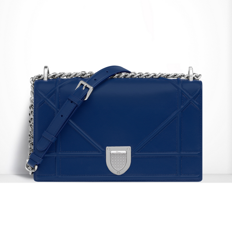 Diorama flap bag in blue lambskin