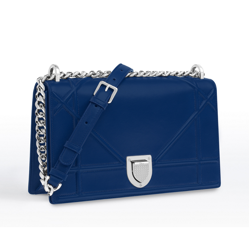 Diorama flap bag in blue lambskin