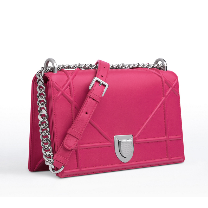 Diorama flap bag in fuchsia lambskin