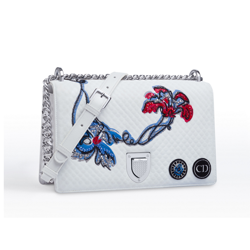 Diorama flap bag in white quilted calfskin